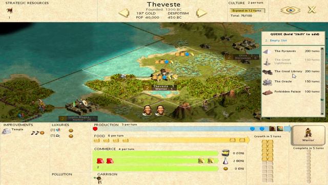 "Civilization III", random tribe - Carthage #2, Warlord difficulty, random setup, no commentary смотреть онлайн