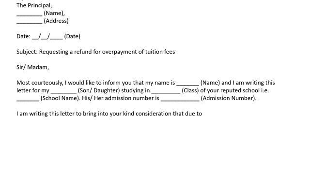 Request Letter for Refund - Sample Refund Application for Tuition Fee Overpayment смотреть онлайн
