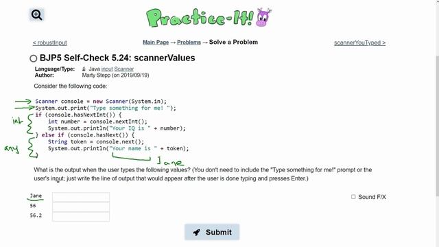 Java Practice It || 5.24 scannerValues || Scanner, input, if/ else statement смотреть онлайн