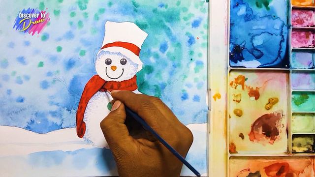 Christmas snowman Water color drawing | Speed | Snow falling Drawing смотреть онлайн