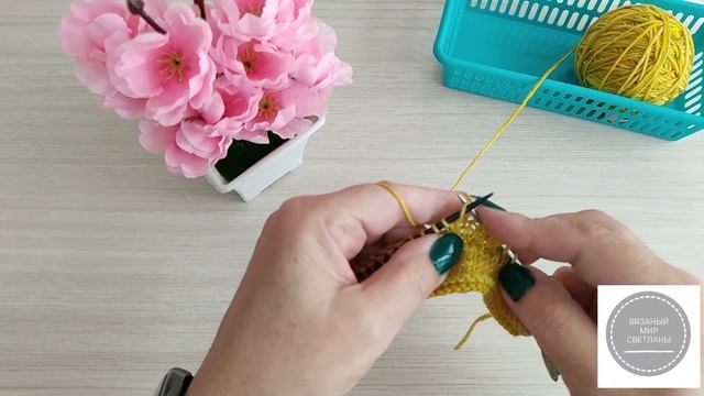 Мини МК по вязанию горизонтальной вытачки спицами #вязание смотреть онлайн