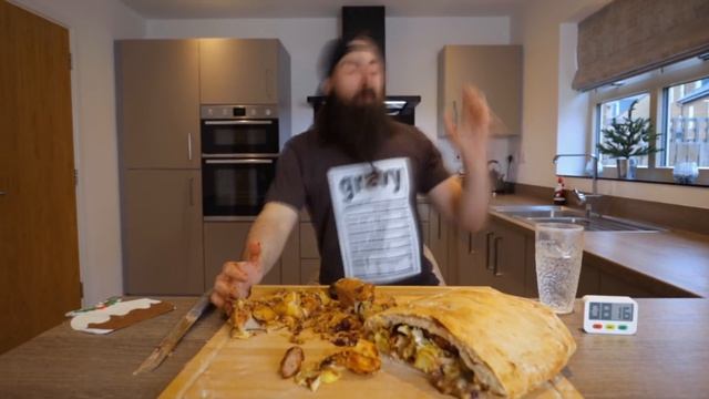 THE GIANT CHRISTMAS LEFTOVERS CALZONE CHALLENGE | XMAS SERIES 2020 | BeardMeatsFood смотреть онлайн