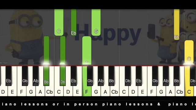 Happy Pharrell Williams Despicable Me 2 in Bb major Arr. 01 Original speed Sheet music Piano Lesson смотреть онлайн