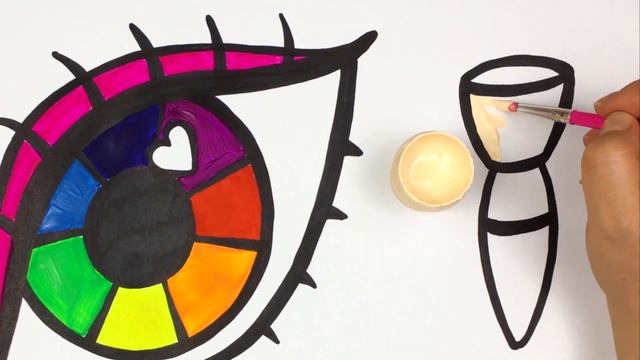 Glitter Toy Eye with Makeup Brush Set coloring and drawing for Kids. Как нарисовать глаза #1 смотреть онлайн