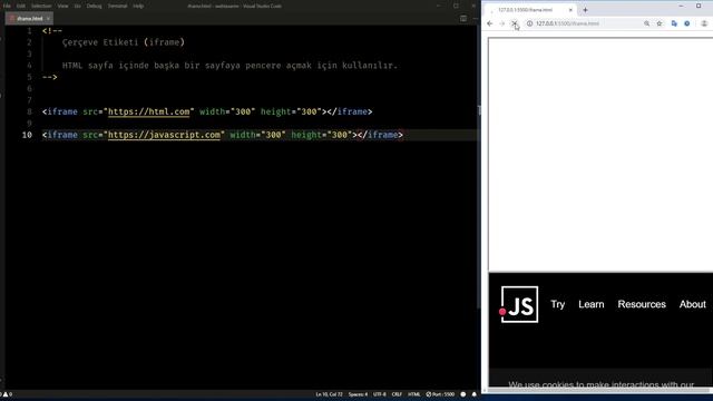 HTML sayfada farklı bir siteye pencere açmak (iframe etiketi) - WEB TASARIM DERSLERİ #18 смотреть онлайн