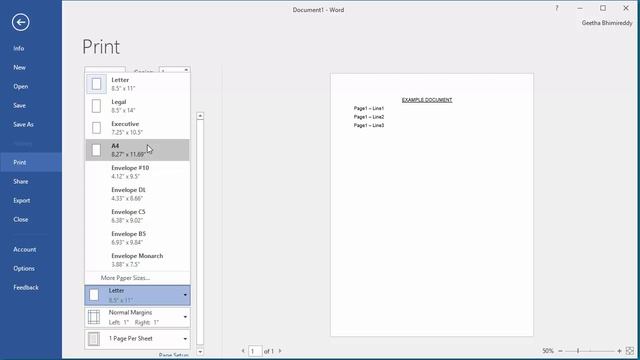 How to select paper size for printing a document in Word 2016 смотреть онлайн