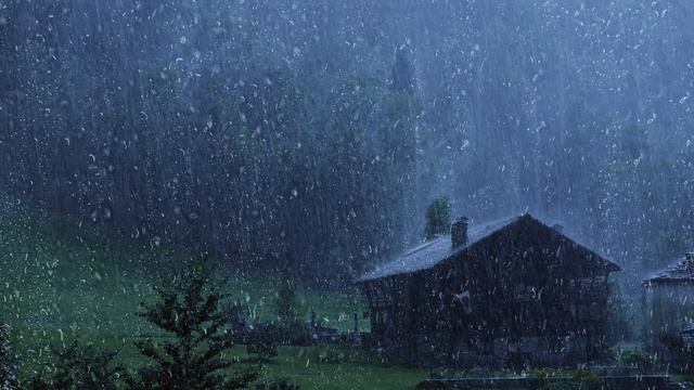 Rain Sounds for Sleeping - Sound of Heavy Rainstorm & Thunder in the Misty Forest At Night смотреть онлайн