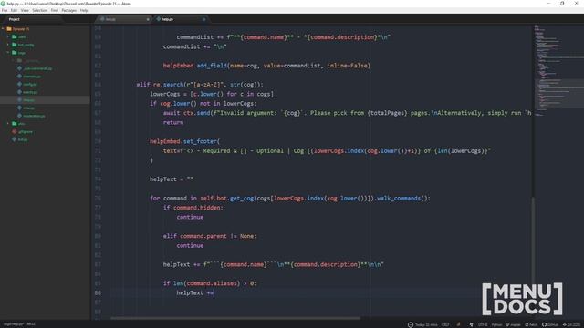 Discord.py Bot Tutorial - Custom Help Command [Part 2] (Episode #15.2) | MenuDocs смотреть онлайн