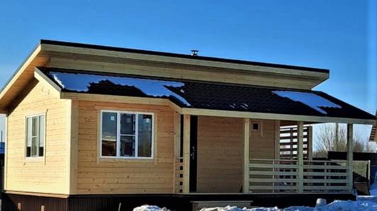 Пока толстый намылится, тощий уже квас пьёт! Баня из бруса с разноуровневой, двускатной крышей смотреть онлайн