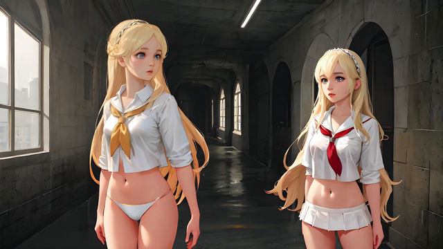 Beautiful anime blonde girls, romantic anime from the neural network, красивые девушки аниме AI смотреть онлайн