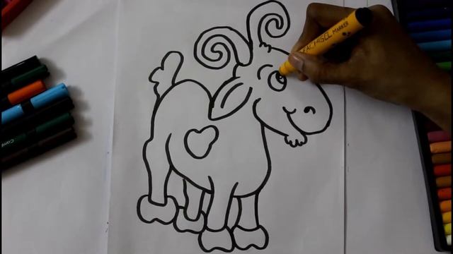 Creative Baby Goat drawing for kids with simple colors small retty baby goat drawing смотреть онлайн