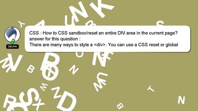 CSS : How to CSS sandbox/reset an entire DIV area in the current page? смотреть онлайн