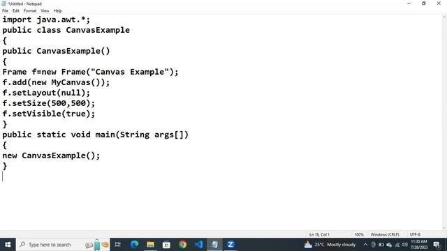 JAVA AWT Canvas control class with an Example program смотреть онлайн