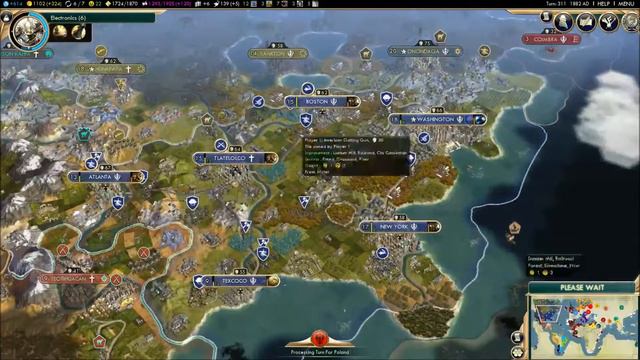 Lets Play Civ 5 America (43 Civ TSL Mod) Brave New World #17 смотреть онлайн