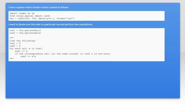 How to iterate over a row in a SciPy sparse matrix? смотреть онлайн