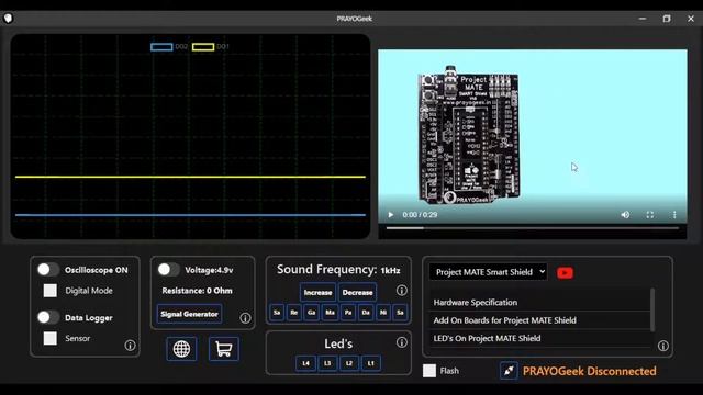 Windows App for Project MATE shield | PRAYOGeek | Oscilloscope | Signal Generator смотреть онлайн
