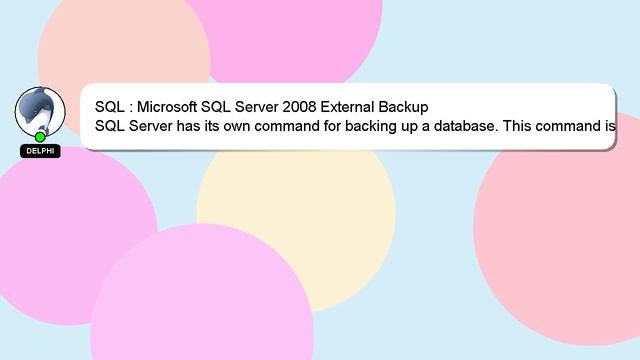 SQL : Microsoft SQL Server 2008 External Backup смотреть онлайн