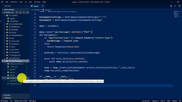 21 - Default Bot Framework Template(Cookie cutter) смотреть онлайн