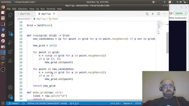 Joel Grus - Advent of Livecoding 2020 - Day 17 смотреть онлайн