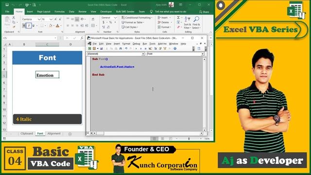 Basic VBA Code of Clipboard, Font, and Alignment in Excel by Aj as Developer Class 4 смотреть онлайн