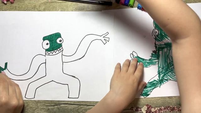 How to draw Green from Rainbow Friends | Как нарисовать зеленого из Радужных Друзей смотреть онлайн