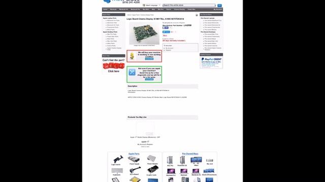 LAQ55B Logic Board Cinema Display 30 M9179LL A1083 6870TD93A14 смотреть онлайн