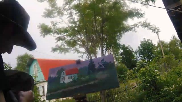 пленер на даче / перед грозой / акрил, холст 60х30 смотреть онлайн