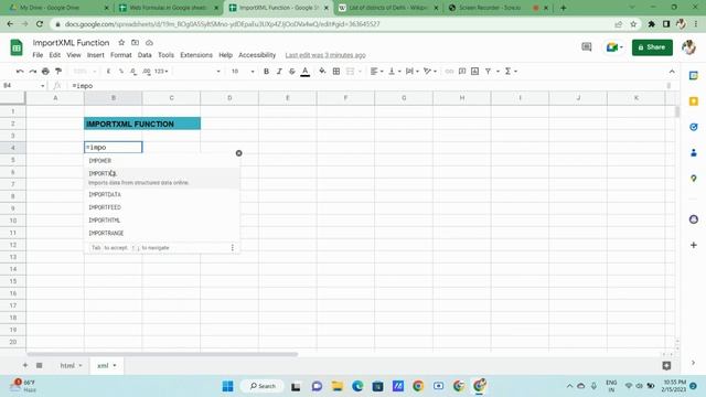 ImportXML function in google sheets | IMPORTXML function in google sheets смотреть онлайн
