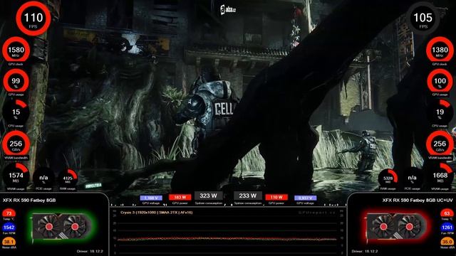 Crysis 3 (1K) - XFX RX 590 Fatboy 8GB Undervolted 0.960V/1380MHz смотреть онлайн