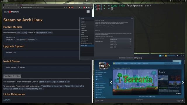 Gaming on Arch Linux (Installing Steam and Proton) смотреть онлайн