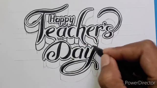 3d Drawing Happy Teachers Day On Paper / How To Write Easy Art For Beginners With Marker And Pencil смотреть онлайн