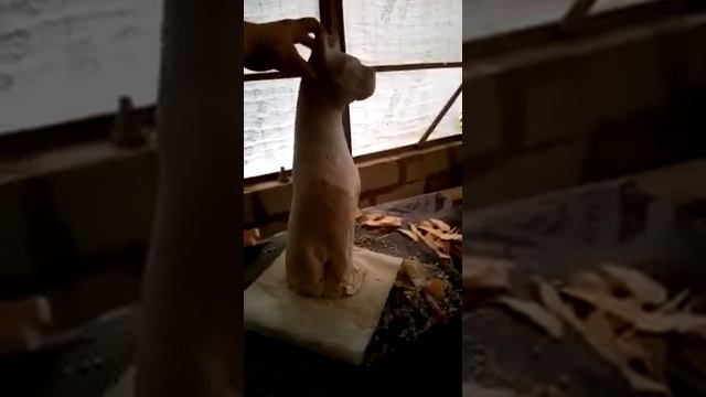 Кошка сидит. Скульптура кошки. Как сделать кошку. смотреть онлайн