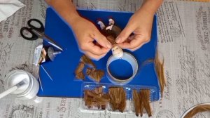 Волосы из пакли для ватных кукол в смешаной технике. Рабочие моменты.