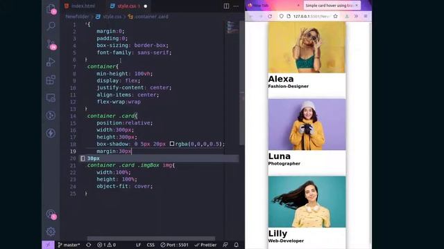 CSS Profile Card with Hover effect. Using translate() property смотреть онлайн