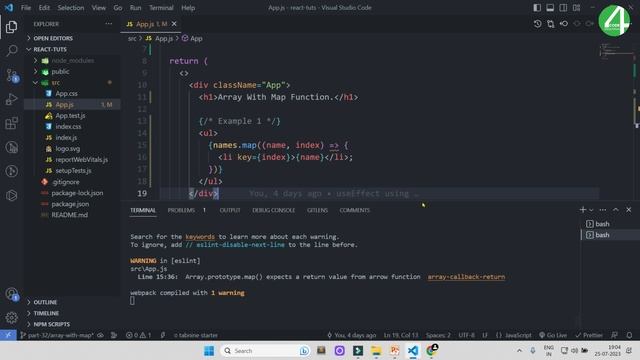 React Tutorial In Hindi #32: React Array Map Method | React JS Tutorial For Beginners To Advance смотреть онлайн