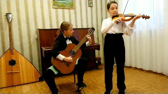 Валерия Минеева (скрипка), Валерия Баляйкина (гитара). Преподаватели: Уткина И.В., Цвелодуб Л.Т. смотреть онлайн