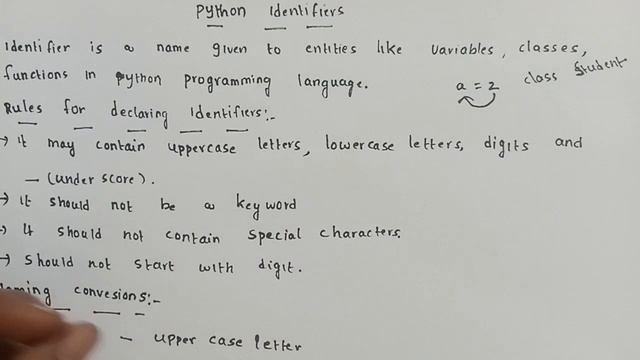 python identifiers | rules for defining python identifiers | naming conventions in python смотреть онлайн