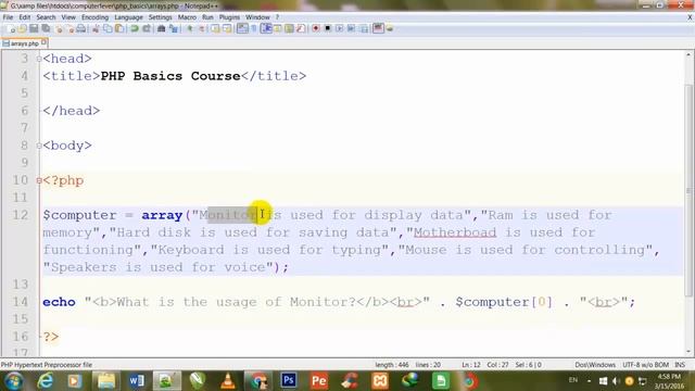 php-7- usage of arrays in php смотреть онлайн
