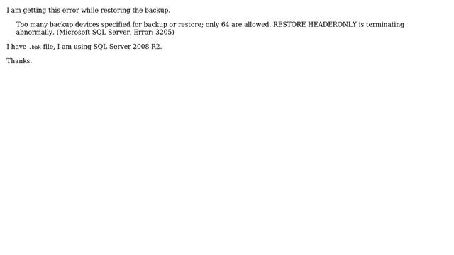 Microsoft SQL Server, Error: 3205 смотреть онлайн