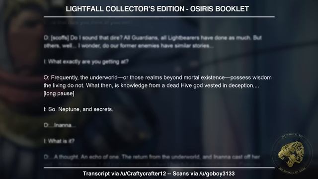 Destiny 2 Lore - Lightfall Collector's Edition Lore. Osiris's secret visions stolen from Savathun. смотреть онлайн