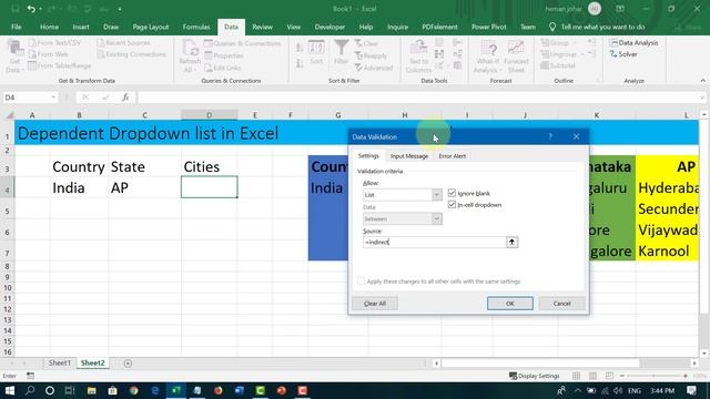 Make dependent Drop Down List in Excel in Hindi смотреть онлайн