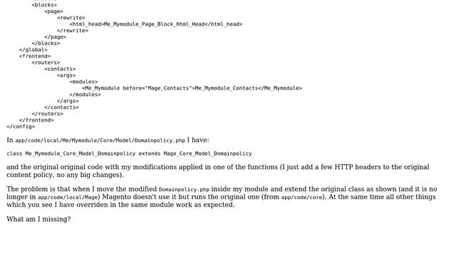 Magento: How to override Mage/Core/Model/Domainpolicy.php in a custom module? смотреть онлайн