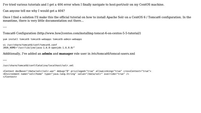 DevOps & SysAdmins: 404 Error on Apache Solr install - CentOS 6 and Tomcat6 смотреть онлайн