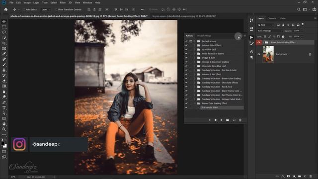 1-Minute Brown Color Grading Effect In Photoshop | Photo Effect + FREE ACTION FILE