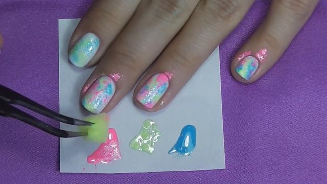 Маникюр в неоновых оттенках. ♥ Гель-лак и битое стекло. смотреть онлайн