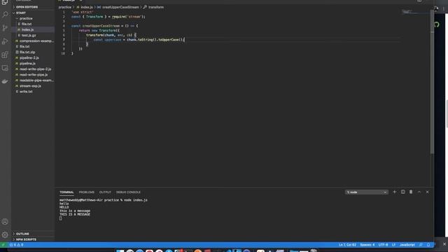 Node.js Transform Stream Example смотреть онлайн