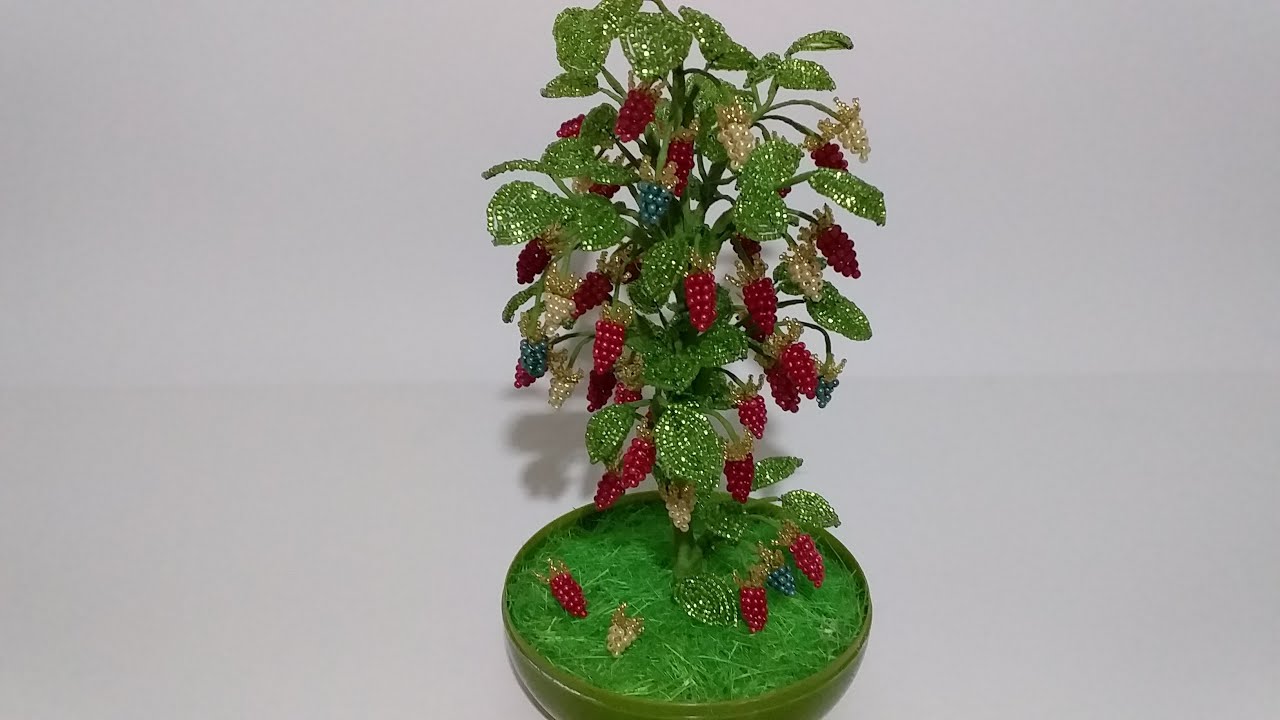 Бисероплетение. 4 часть. Малина. Малиновое дерево. Мастер класс. Пошаговый МК для начинающих. смотреть онлайн