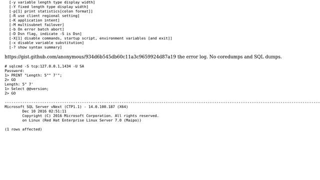 installed SQL Server on RHEL7 and received - Sqlcmd: Error: Microsoft ODBC Driver 13 for SQL... смотреть онлайн