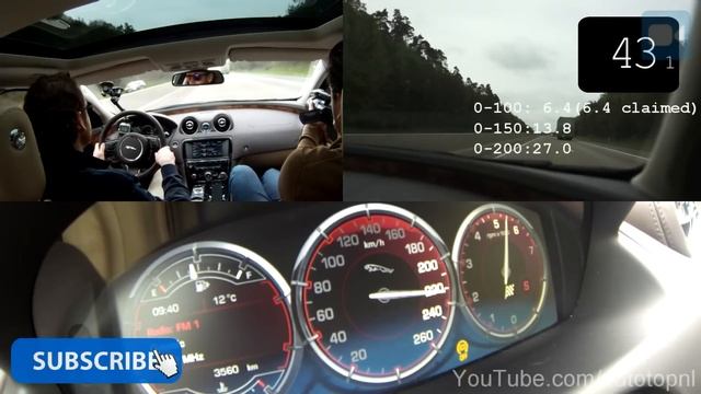 Jaguar XJ 3.0 V6 Supercharged AWD 0-260 kmh GREAT! Acceleration & Top Speed Run on Autobahn смотреть онлайн