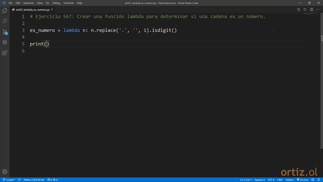 Python - Ejercicio 567: Crear una Función Lambda para Determinar si una Cadena es un Número смотреть онлайн